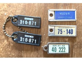 5 Vintage License Plate Key Chains