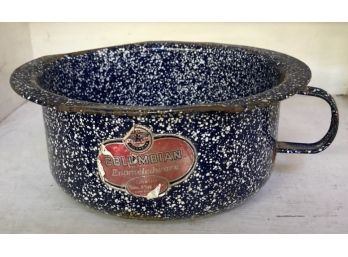 Blue Speckeled GRANITE WARE Chamber Pot With Original Label
