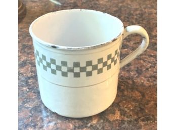 White With Green Checkerboard Design GRANITE WARE Cup/Mug