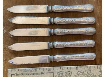 5 Antique Silver Plate Butter Knives  By 'Reed & Barton'