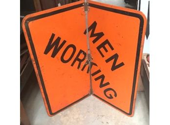 Vintage Folding Highway Sign 'MEN WORKING'