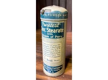 Vintage 'PURETEST' Zinc Stearate With Balsam Of Peru Tin