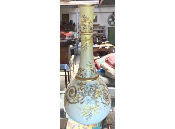 Super Porcelain Vase, 16 1/4' Tall, Bulbous Base To Narrow Neck, Floral Design