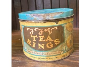 Vintage 'TEA RINGS' Cookies Tin, Paper Label