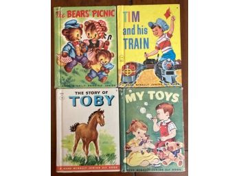 4 Rand McNally Junior Elf Books' My Toys', 'Toby', 'Tim And His Train' & 'The Bears' Picnic'
