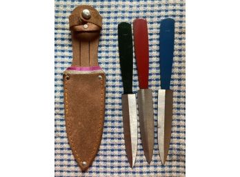 Vintage THROWING DAGGERS With Sheath Marked Japan