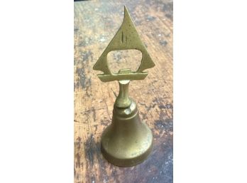 Vintage Brass Bell With Ship Handle