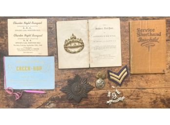 Grouping Of WW II Military Items, Pins-Books-Homefront