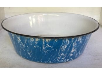 OLD Blue Swirl GRANITE WARE Bowl