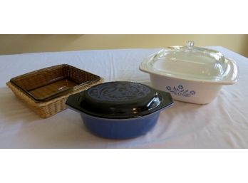Trio Of Pyrex And Corning Cookware