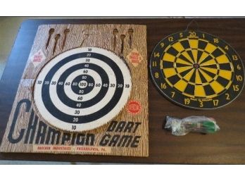 Vintage Champion Dartboard Made In England Complete With Darts & Even Original Packaging