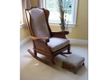 Neutral Tones Solid Pine Rocker And Small Foot Stool