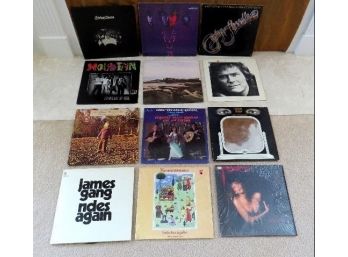 1960's - 70's Rock & Roll Albums Lot Of 12 - Mountain, Allman Bros, James Gang, Moody Blues Uriah Heep & More
