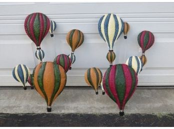 Pair Of Decorative & Colorful Metal Balloon Festival Wall Hangings - Great Decorator Pieces