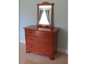 Vintage 1950's Virtually Pristine French & Heald Milford, NH Rock Maple 3 Drawer Dresser & Wall Mirror
