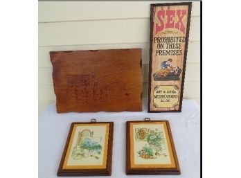 Lot Of 4 Woodenware Plaques & Novelty Signs - No Sex For You!!!!