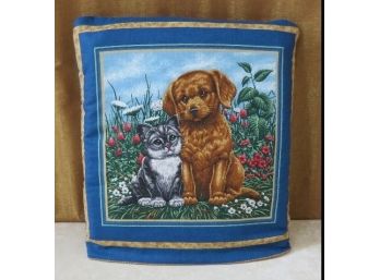 Dog And Cat Quillow- Handmade- A Pillow And Quilt In One! Brand New