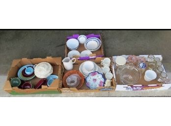 Four Boxes Of Misc. Glass & China & Pottery