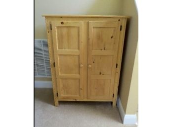 Knotty Pine Double Door Pie Safe Cabinet W/Two Shelves.