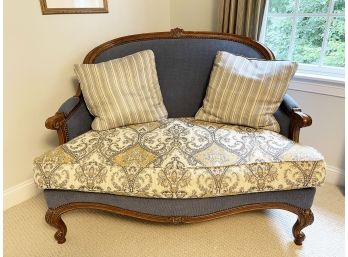 Wesley Hall Paisley And Blue Upholstered Settee