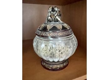 Decorative Monkeys Adorn Crackled Glass Trinket Jar