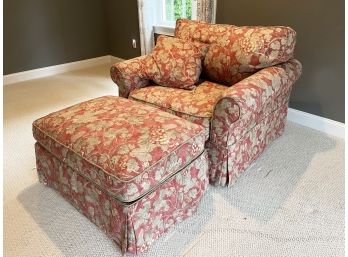 Rowe Furniture Floral Upholstered Chair And Ottoman