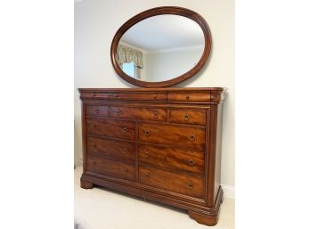 Raymour & Flanigan High Side Dresser With Oval Mirror