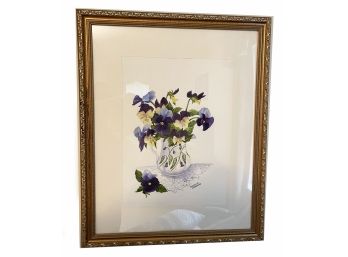 Rosalie Gagnon Purple Violet Print In Gold Frame