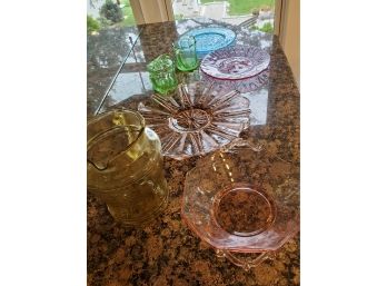 Vintage Colored Glass Servingware
