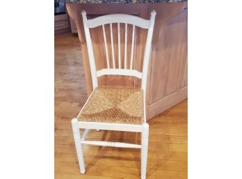White Frame Chair With Rush Seat
