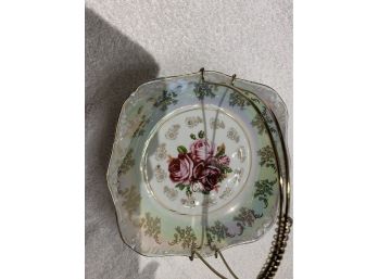 Beautiful Floral And Gold Leaf Serving Dish