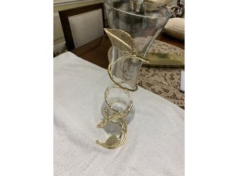 Glass Vase With Gold Leaf Spiral Base