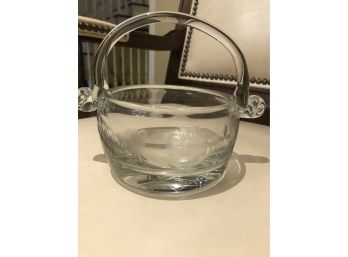 Small Glass Bowl With Etched Flowers