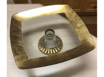 Glass Gold Trimmed Serving Dish Perfect For Any Holiday With Family