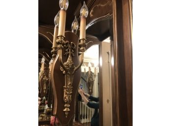 Pair Of Brass Bow Sconces - 2 Lights - Creates A Warm And Elegant Feel