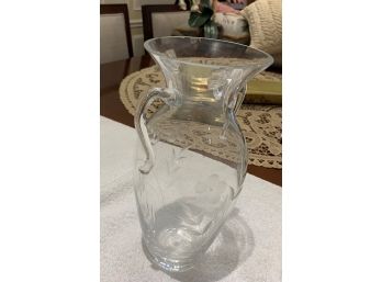 Etched Glass Vase - Dainty Design -  Slight Chips At Opening
