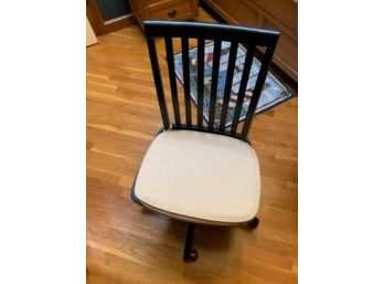 Pottery Barn Navy Swivel Desk Chair With White Cushion
