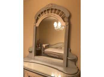 Decorative Floral Painted Mirror 53' Base With Shelves X 54' High. Actual Mirror Is 36'