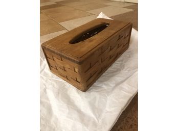 Woven Wood Tissue Box - Teak Coloring