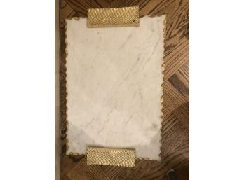 Marble Tray - Bread Board, Gold Trim