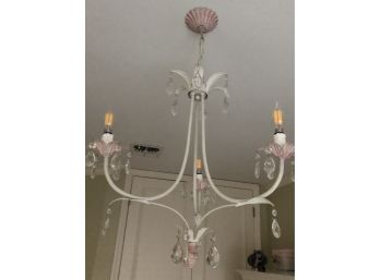 White With Pink Accents Chandelier - 3 Lights