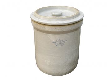 Vintage Crown 4 Gallon Antique Stoneware Crock With Lid