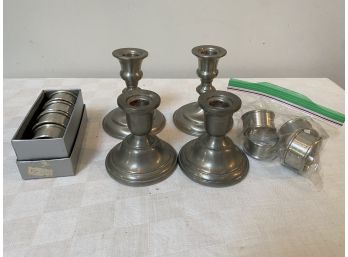 Pewter Candle Holders & Napkin Rings
