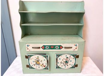 Vintage Tin Toy Cabinet Hutch