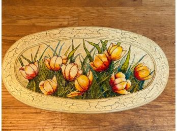 Colorful Tulip Artwork On Wood