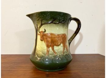 Early Roseville Brown Grazing Walking Cow Pitcher Not Marked