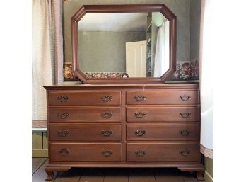 Cherry 8 Drawer Dresser With Mirror By Continental