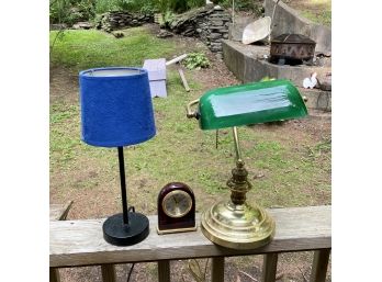 Two Table Lamps And A Clock