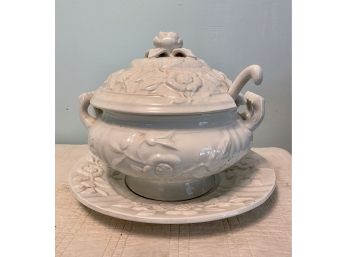 Ironstone Soup Tureen With Plate And Ladle Made In Portugal