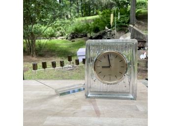 Lucite Menorah And Sasaki Crystal Clock